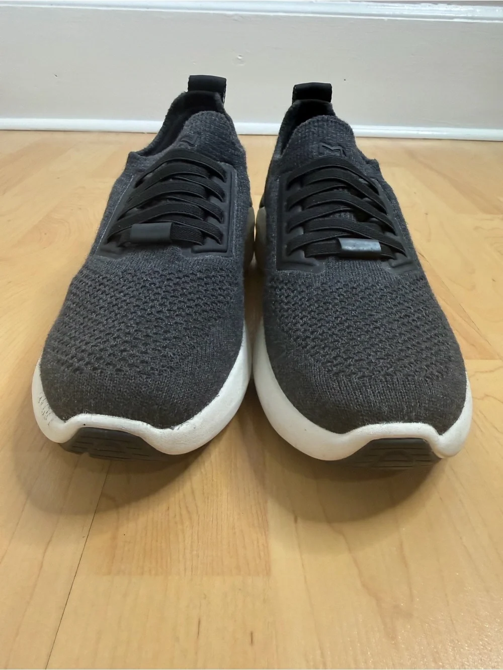 Mark Nason Charcoal Knit Slip-On Sneakers with White Midsole